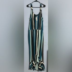 Lane Bryant Hi-low  Maxi dress ruffle, hem, multicolor with pockets.